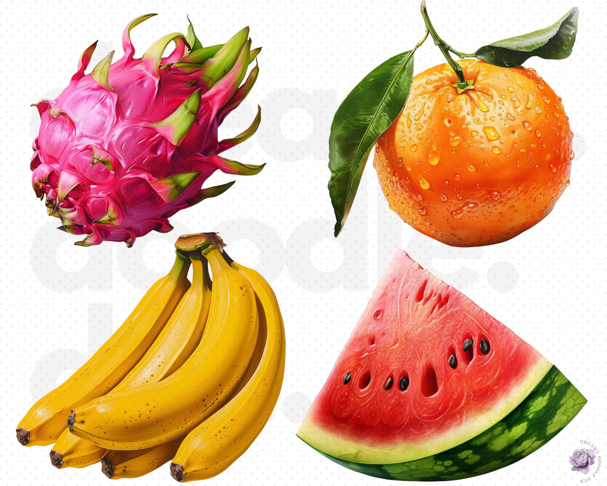 Summer Fruits Clipart Bundle, Tropical Fruit Png, Juicy Fruit Png ...