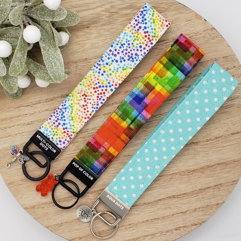 Fabric Wristlet Key Fob Keychain Cotton Wristlets Handmade Wristlets ...