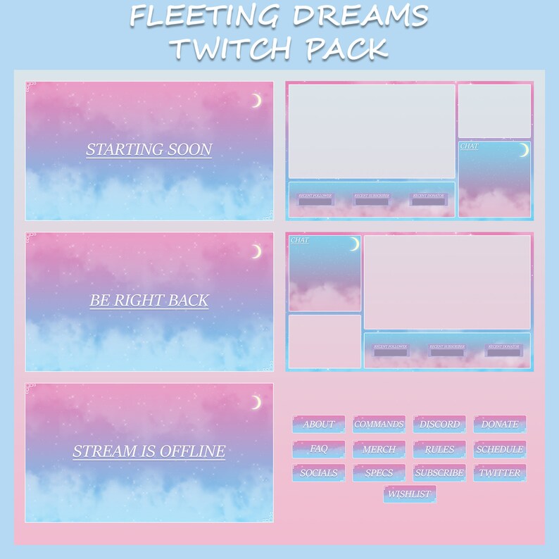 Twitch Overlay Pack FLEETING DREAMS