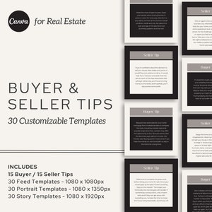 30 Buyer & Seller Tips Social Media Posts, Real Estate Instagram Feed Portrait Stories, Real Estate Tips, Mortgage, Real Estate Marketing