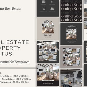 40 Social Media Posts, Instagram Feed und Stories, Realtor Listing, Gerade Verkauft, Neu, Real Realty Marketing
