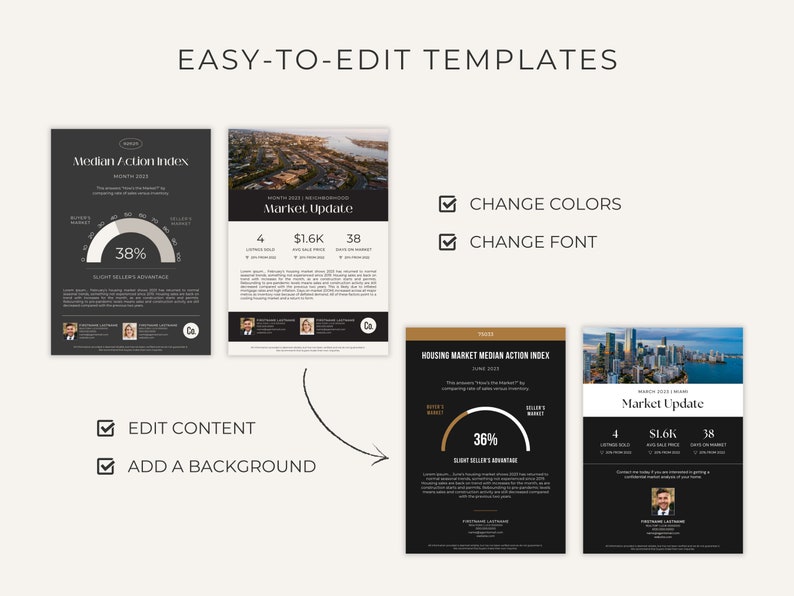 Real Estate Market Report Email Templates: Canva Editable Stats (15) - Etsy