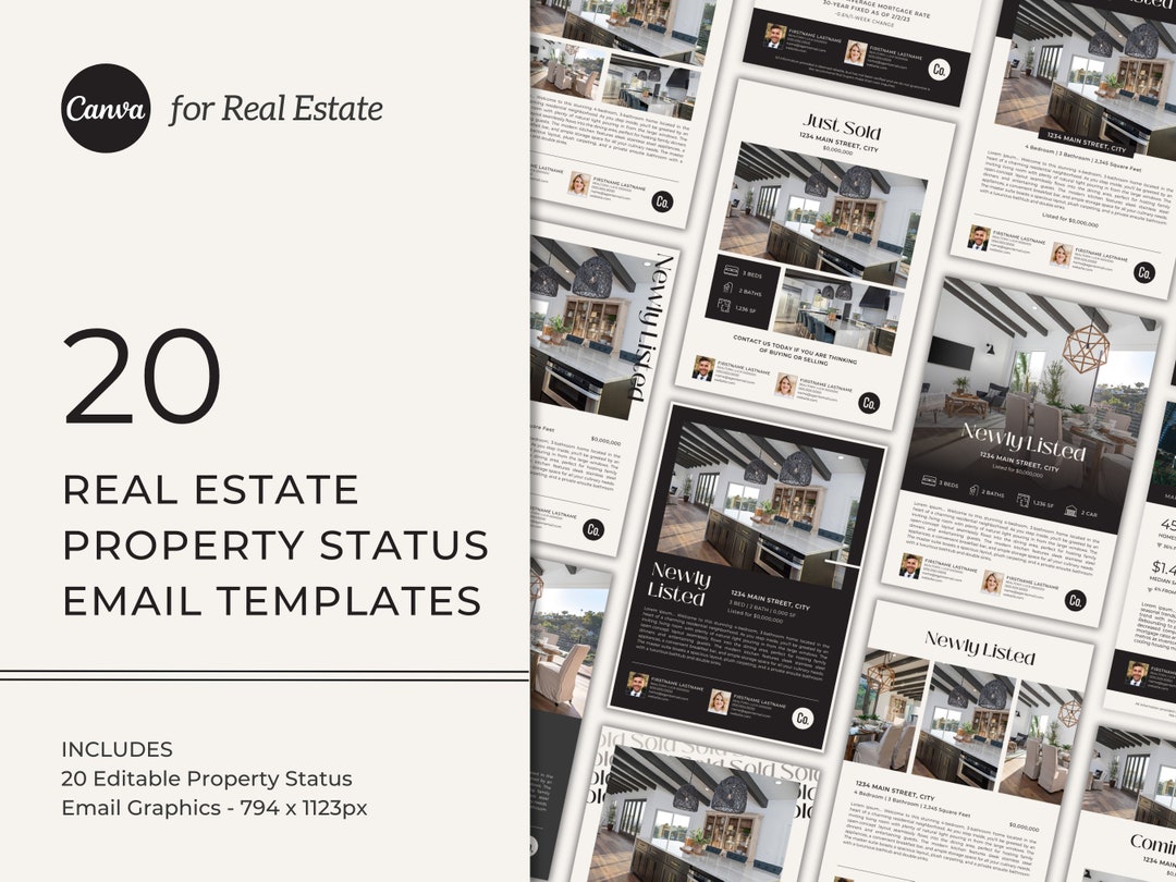 20 Real Estate Email Templates: Just Listed, Just Sold (canva Editable ...