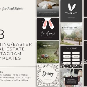 18 Frühlings- und Osterimmobilien Social Media Posts, Instagram und Facebook, Holiday Realtor Social Media, April