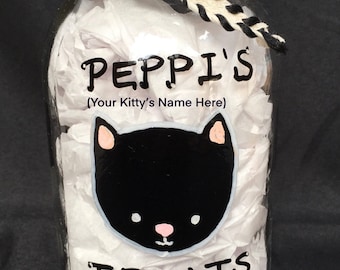 Personalized Kitty Treat Container- Black Kitty