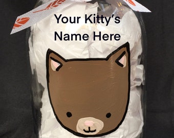 Personalized Kitty Treat Container- Brown