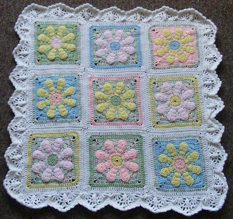 Charity Daisy Square Pattern Groovy Granny Etsy Denmark