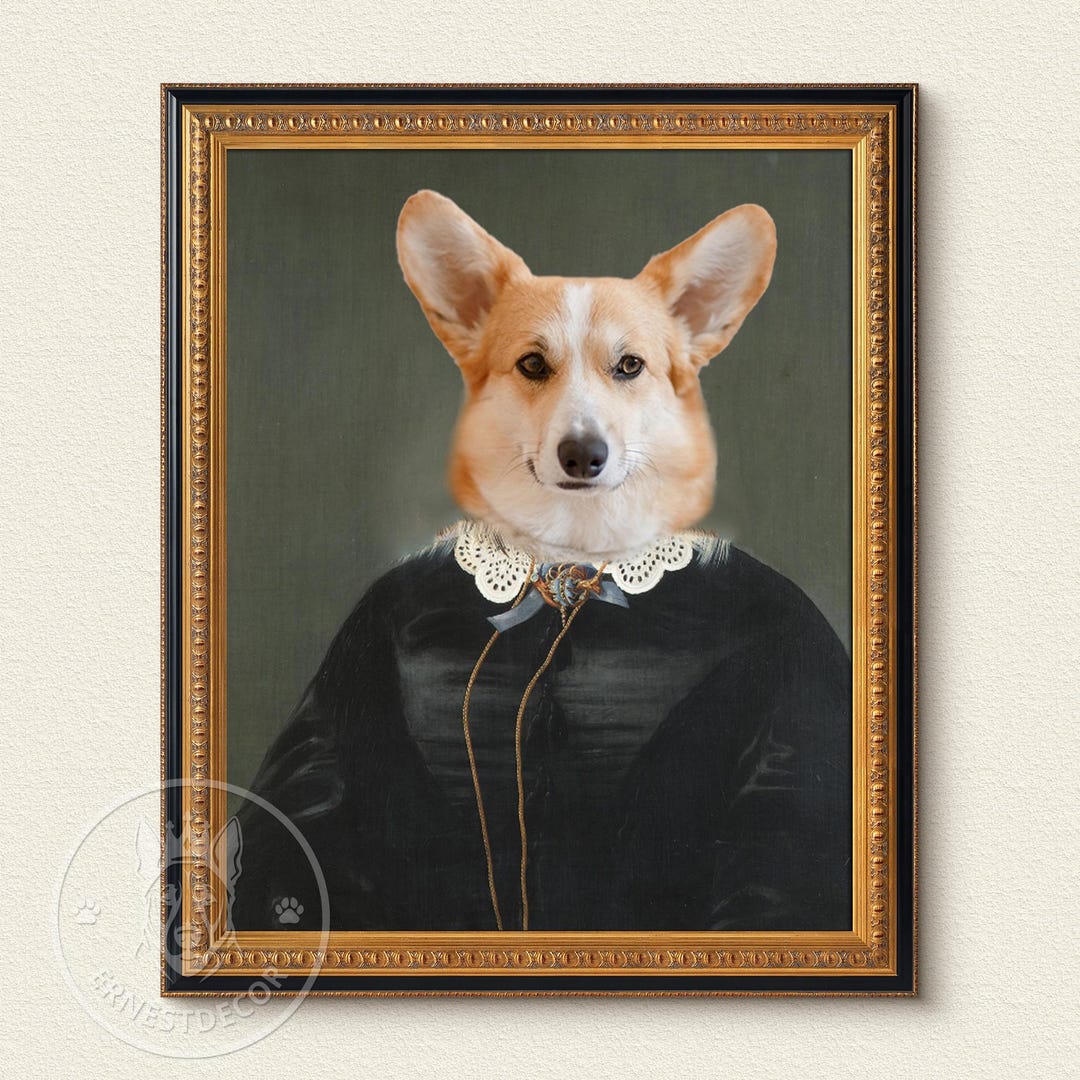 Custom Girl Pet Painting, Renaissance cat Pet Portraits, Dog Artwork, Personalized Pet Memorial Gifts, Christmas Ornament Gift for Mom