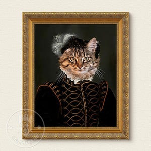 Custom Royal Cat Portrait, Renaissance Cat Painting, Pet Lovers Gift, Royal Pet Portrait, Pet Portrait gift, Animal Painting, Wall Decor