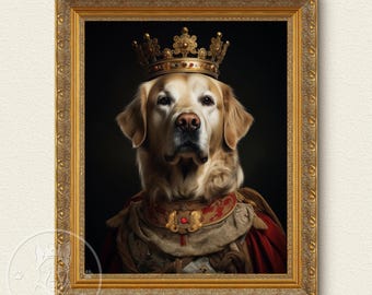 Custom Pet Portrait Painting Canvas, Renaissance Dog Portrait from Photo, Royal Pet King Portrait Painting Digital Art, Portrait Art Design