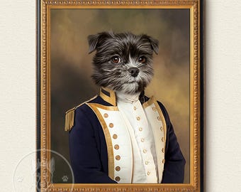 De grote kapitein mannelijk huisdier portret aangepast vorstelijk huisdier portret, koninklijke hond schilderij, huisdier portret, koninklijke hond portret, huisdier portret cadeau