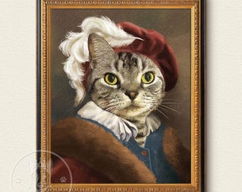 Renaissance Pet Portrait from Photo,Custom Funny Canvas, Royal Pet Portrait,Digital Art,Pet Portrait Art Design