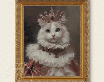 Custom Pet Portrait, Royal pet portrait, King Cat Queen Cat Wall Pet Portrait Royal Dog Portrait, Custom Art From Photo, Gift For Pet Owners