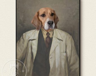 Custom Pet Portraits - Man In A White Coat,Royal Pet Portraits, Doctor Dog Portrait, Special Painting Gifts for Pet Lovers, Christmas Gift