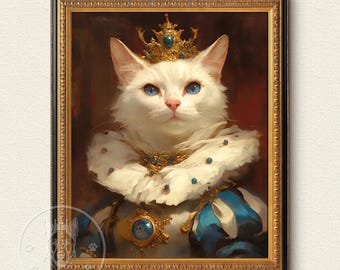Custom Pet Portrait, Royal pet portrait, King Cat Queen Cat Wall Pet Portrait Royal Dog Portrait, Custom Art From Photo, Canvas Print
