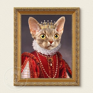 Custom Royal Cat Portrait, Renaissance Cat Painting, Pet Lovers Gift, Royal Pet Portrait, Pet Portrait gift, Animal Painting, Wall Decor