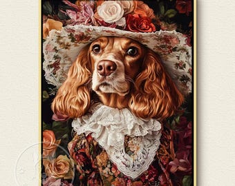 Retrato de cachorro real personalizado, pintura de cachorro renascentista, presente para amantes de animais de estimação, retrato de animal de estimação real, presente de retrato de animal de estimação, pintura de animal, decoração de parede