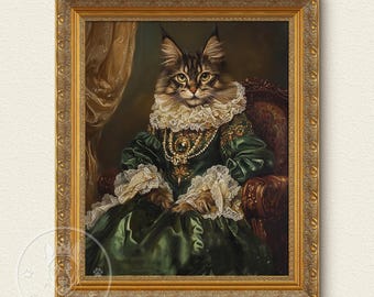 Custom Pet Portrait, Royal pet portrait, King Cat Queen Cat Wall Pet Portrait Royal Dog Portrait, Custom Art From Photo, Canvas Print