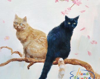 Ritratto di animale domestico personalizzato su tela, ritratto di gatto su commissione, ritratto dipinto a olio a mano da foto, regalo per gli amanti degli animali, regalo commemorativo