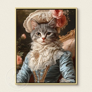 Custom Royal Cat Portrait, Renaissance Cat Painting, Pet Lovers Gift, Royal Pet Portrait, Pet Portrait gift, Animal Painting, Wall Decor