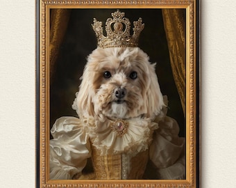 Custom Regal Pet Portrait, Royal Dog Painting, Pet Portrait, Royal Dog Portrait, Pet Portrait gift, Wall Art,Renaissance Pet Portrait