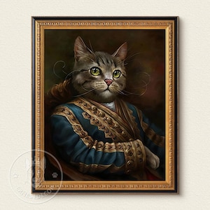 Custom Royal Cat Portrait, Renaissance Cat Painting, Pet Lovers Gift, Royal Pet Portrait, Pet Portrait gift, Animal Painting, Wall Decor