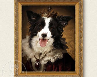 Custom Pet Portrait Painting Canvas, Renaissance Dog Portrait from Photo, Royal Pet King Portrait Painting Digital Art, Portrait Art Design