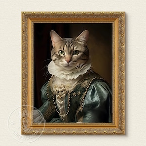 Custom Royal Cat Portrait, Renaissance Cat Painting, Pet Lovers Gift, Royal Pet Portrait, Pet Portrait gift, Animal Painting, Wall Decor