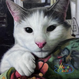 Custom Cat Oil Painting, 100% Hand-Painted Pet Portrait, Thick Oil Style, Photo to Painting, Handmade Pet Loss Memorial Gift, Cat Lover Gift