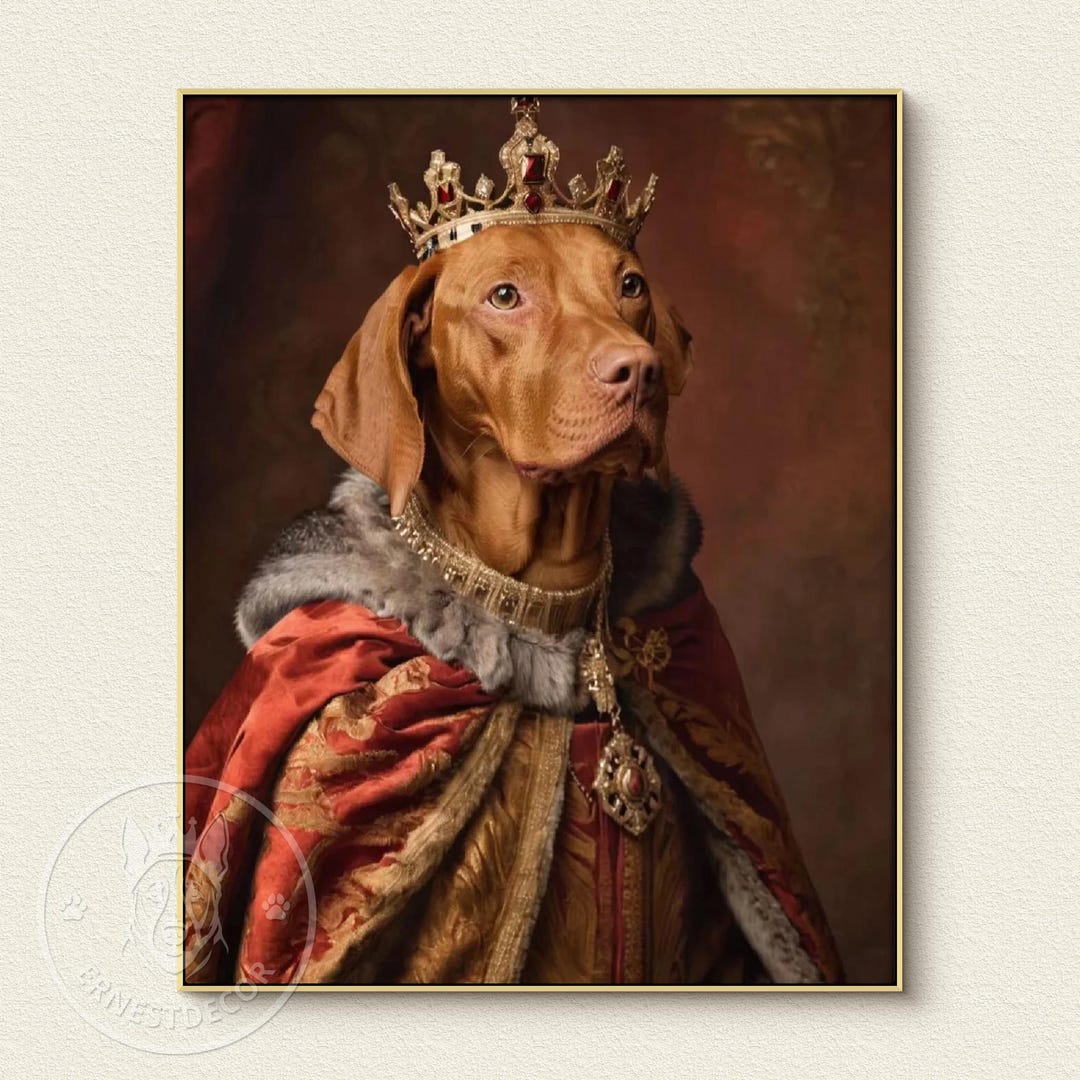 Custom Pet Portraits, King Cat Queen Cat Wall Pet Portrait Royal Dog ...