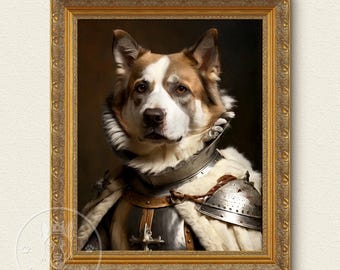 Retrato de animal de estimação renascentista a partir de foto, tela engraçada personalizada, retrato de animal de estimação real, arte digital, design de arte de retrato de animal de estimação