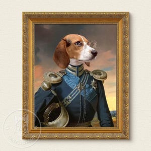 Custom Pet Portraits, Captain Pet Artwork, Renaissance Royal Pet Portraits, Personalized Pet Loss Memorial Gifts, Christmas Decor Gift
