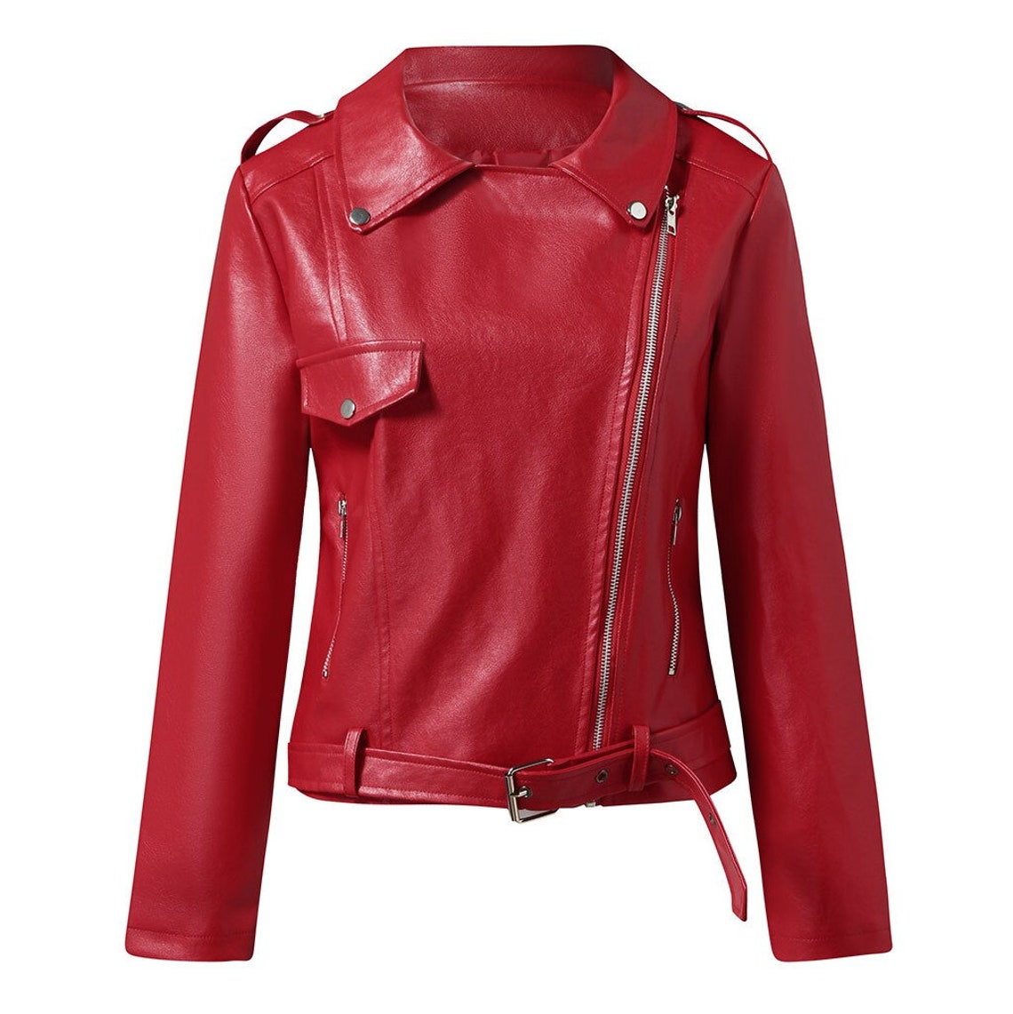 Veste en faux cuir femme Cool manteau zipper à manches Etsy