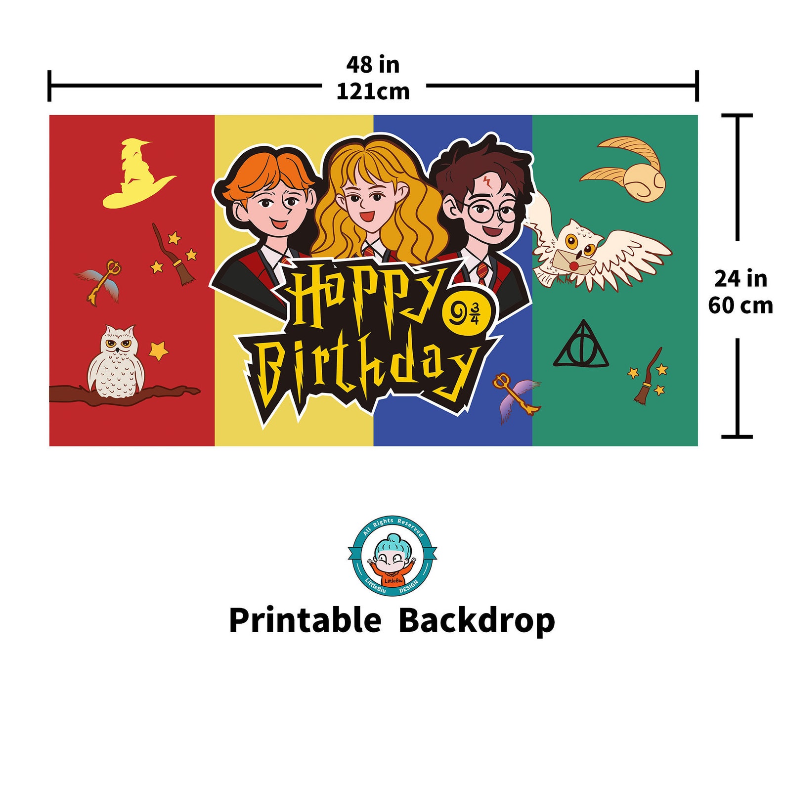 Harry Potter inspired Backdrop Happy Birthday Banner Party | Etsy