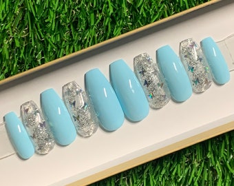 Blue Butterfly Nails Etsy Blue Butterfly Nails Etsy