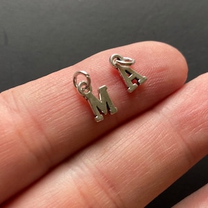 Super tiny letter silver tone alloy charms dainty initials small alphabet abc diy jewelry charm pendant alphabet charm