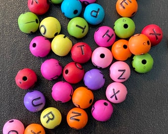 Colorful round letter beads, alphabet beads, diy jewelry, letter crafts, initial necklace DIY, letter bracelet DIY, kid bracelet craft, bead