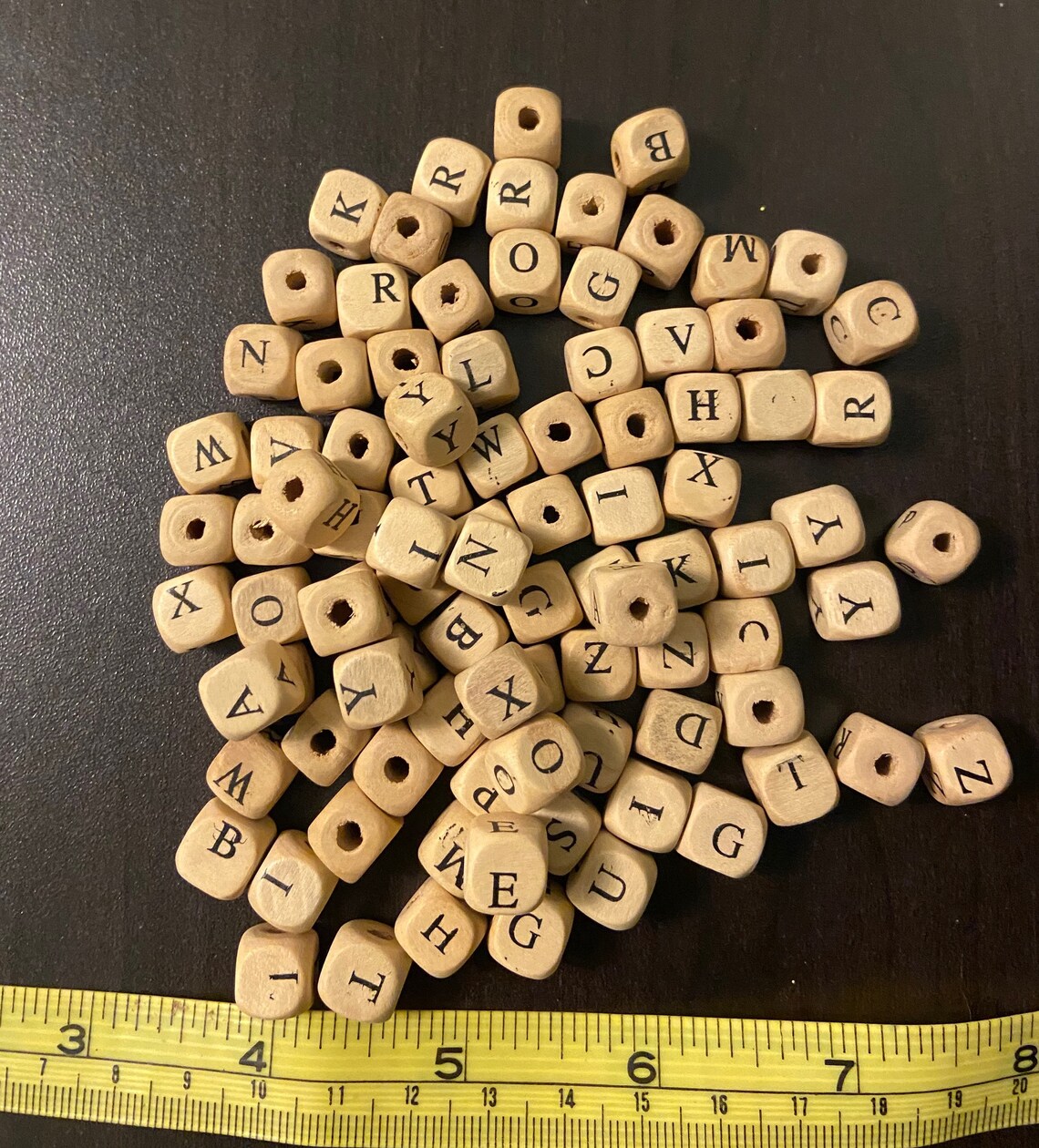 Wooden Letter Beads Letter Charms Alphabet Bead Initial Charm Etsy