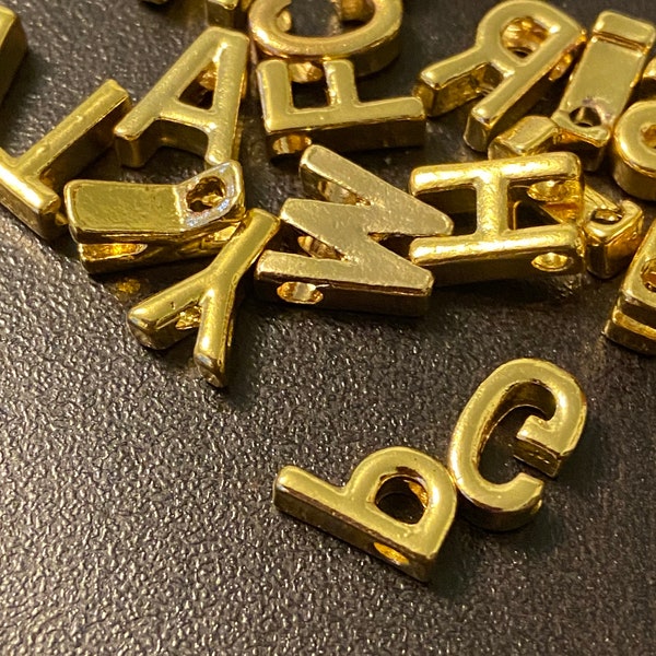 Gold tone letter beads initial alphabet charm for diy jewelry bracelets and necklaces uppercase capital letter charms cheap beads
