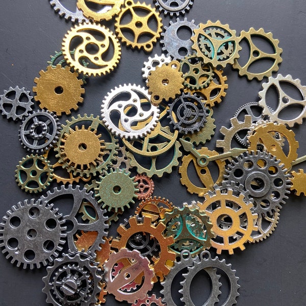 Metal Gears, Steampunk DIY, Clock Hand, DIY Jewelry, Filling Resin, Epoxy, Sprockets, Watch Parts, Handmade DIY Jewelry, Cogs, Wheels