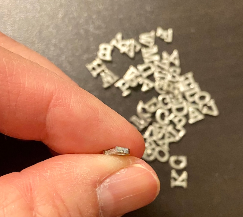 Floating letters Floating initial charms Super Tiny letters Etsy