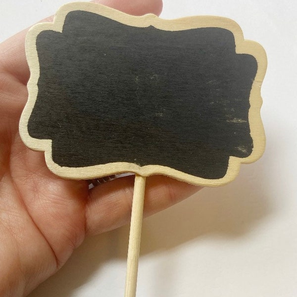 Mini Chalkboard, Blackboard sign, Blackboard topper, Wooden Message Board, Chalkboard Signs, Chalkboard Tags, Garden Markers, Black Label