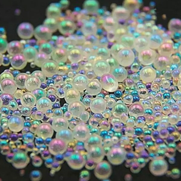 Bubble beads, 30g 1.5-4mm, Tiny Decorations for DIY Resin Craft, White Transparent Multicolored Nail Art Accessories