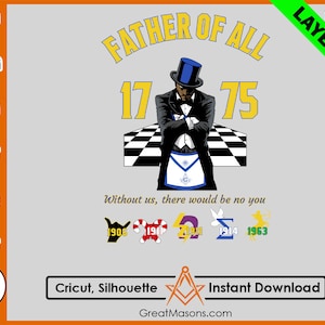 Mason 1775 Father of All Greek Letter GLOs - Great Masons *SVG, Png, Eps, Dxf, Jpg, Pdf, Cricut Silhouette Cameo* Layered Instant Download