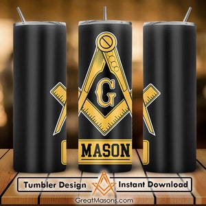 Freemasons Square und Zirkel G Vintage Great Masons 20 Unzen 30 Unzen Skinny Tumbler Wrap Png, Sublimationsdesign Straight & Tapered Tumbler File