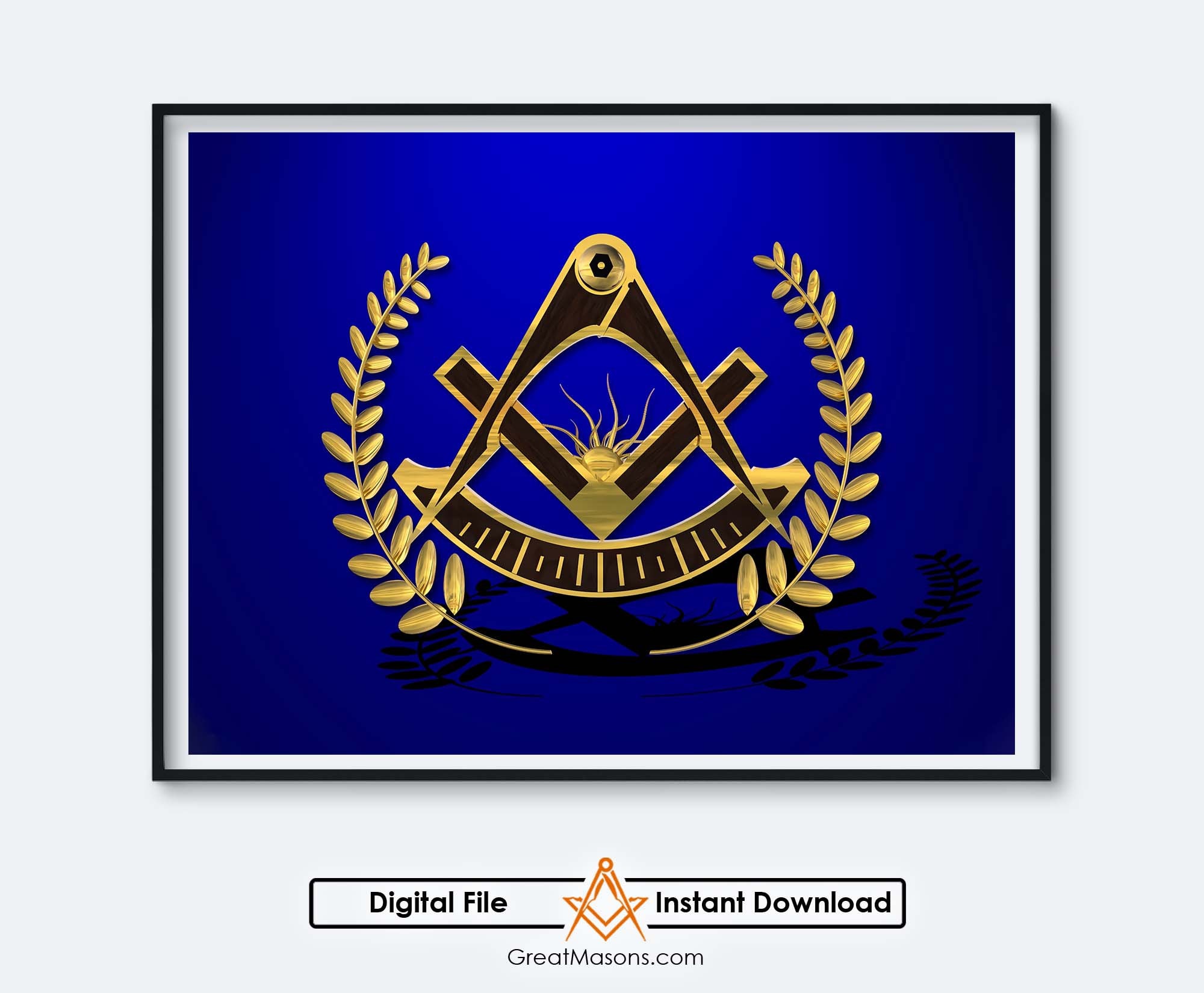 Master Mason Pattern Subtle Mason Past Master Blue Emblems Symbol Masonic Square & Compasses 3D Art ...