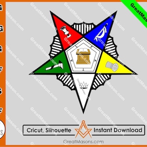 OES Star FATAL Logo Symbols Order Of The Eastern Star Sisterhood Freemason *Svg, Png, Eps, Dxf, Jpg, Pdf, Cricut* Instant Download