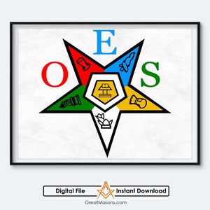 OES Star FATAL Logo Symbols Order Of The Eastern Star Sisterhood Freemason Art - Great Masons - Digital Download Printable In Three Sizes