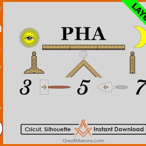 PHA 357 Masonic Well Equipped - Great Masons *SVG, Png, Eps, Dxf, Jpg, Pdf, Cricut Silhouette Cameo* Layered Instant Download