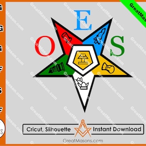 OES Star FATAL Logo Symbols Order Of The Eastern Star Sisterhood Freemason *Svg, Png, Eps, Dxf, Jpg, Pdf, Cricut* Instant Download